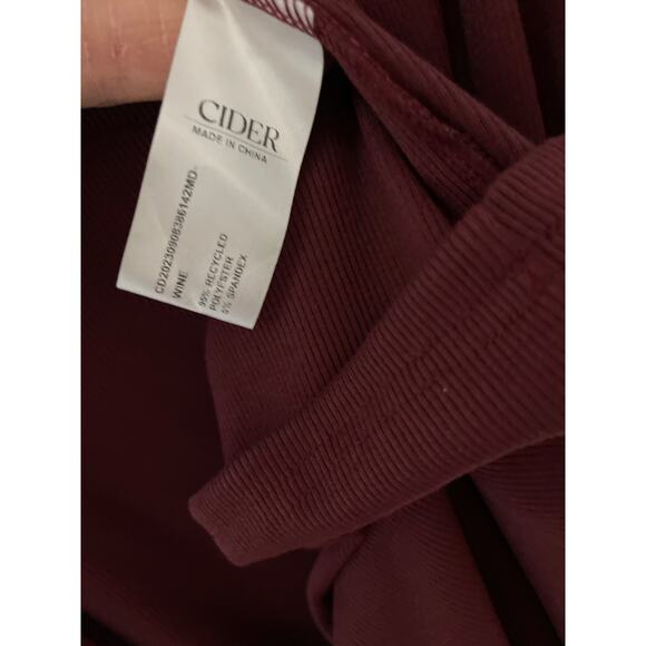 CIDER Solid Square Neck Long Sleeve‎ Ribbed Midi Dress in Wine Size XL - Picture 9 of 10